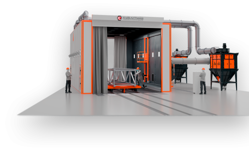 Сontinuous pass-through  air blasting machine