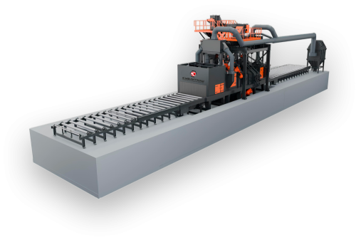 Сontinuous pass-through  wheel blasting machine